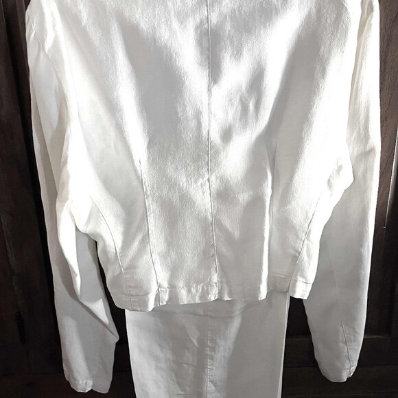 White 100% Pure Linen Cropped Jacket and Pants - Picture 2 of 8